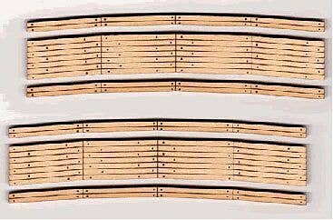 2-Lane Curved Laser-Cut Wood Grade Crossing 2-Pack -- 27-29′ Radius, HO, Blair Line 113