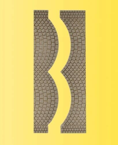 Cobblestone Street Section End Pieces -- 11/16 x 3-1/8′ 1.7 x 8cm, 2 of Each, HO, Vollmer Gmbh 48244