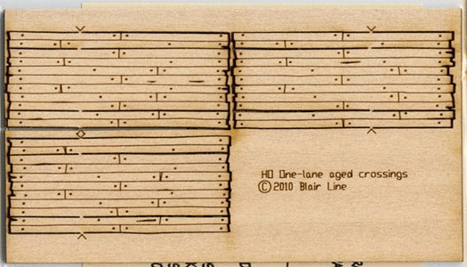 Wood Grade Crossing - Kit (Laser-Cut Wood) -- Rough-Cut One Lane pkg(3) 29/32′ Long, N, Blair Line 19
