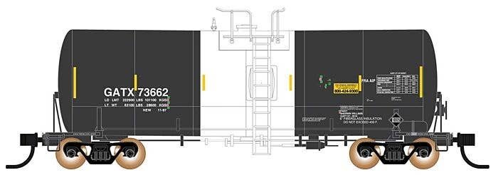 Trinity 19,600-Gallon Tank Car - Ready to Run -- GATX Leasing (Post 2005, black, white, yellow), HO, Intermountain Railway Compa