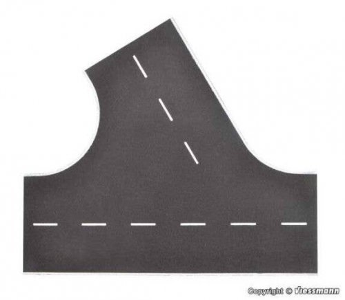 Weathered Asphalt Street 60-Degree Intersection - Stone Art -- 8-11/16 x 7-11/16′ 22 x 19.5cm, HO, Vollmer Gmbh 48264