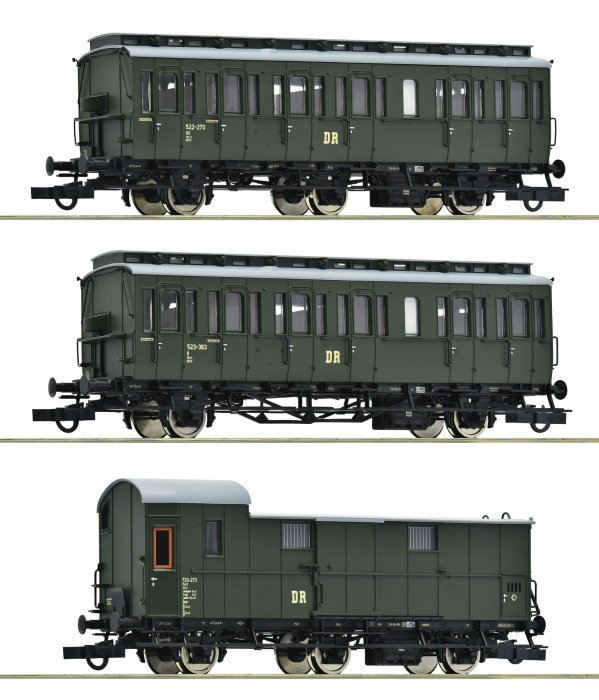 3 piece set (1): Branch line train, DR, HO, Roco 6200130