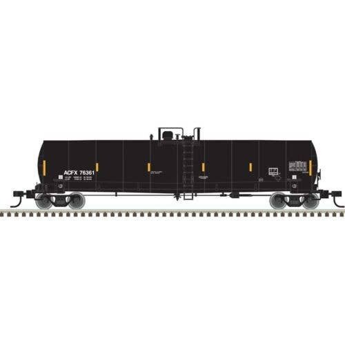ACF 23,500-Gallon Tank Car - Ready to Run - Master(R) -- ACFX 76357 (black, reporting marks only, yellow conspicuity marks), N, 