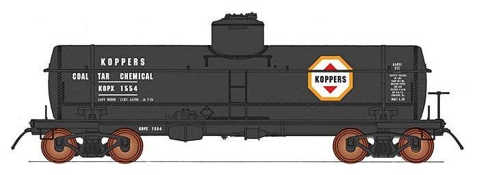 ACF Type 27 Riveted 8,000-Gallon Tank Car - Ready to Run -- Koppers KOPX (black, white, red), N, Intermountain Railway Company 6