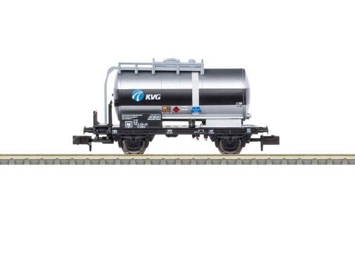 Type Zs 2-Axle Tank Car - Ready to Run - Minitrix -- KVG Tank Car Leasing (Era V, silver, black), N, Trix 18971