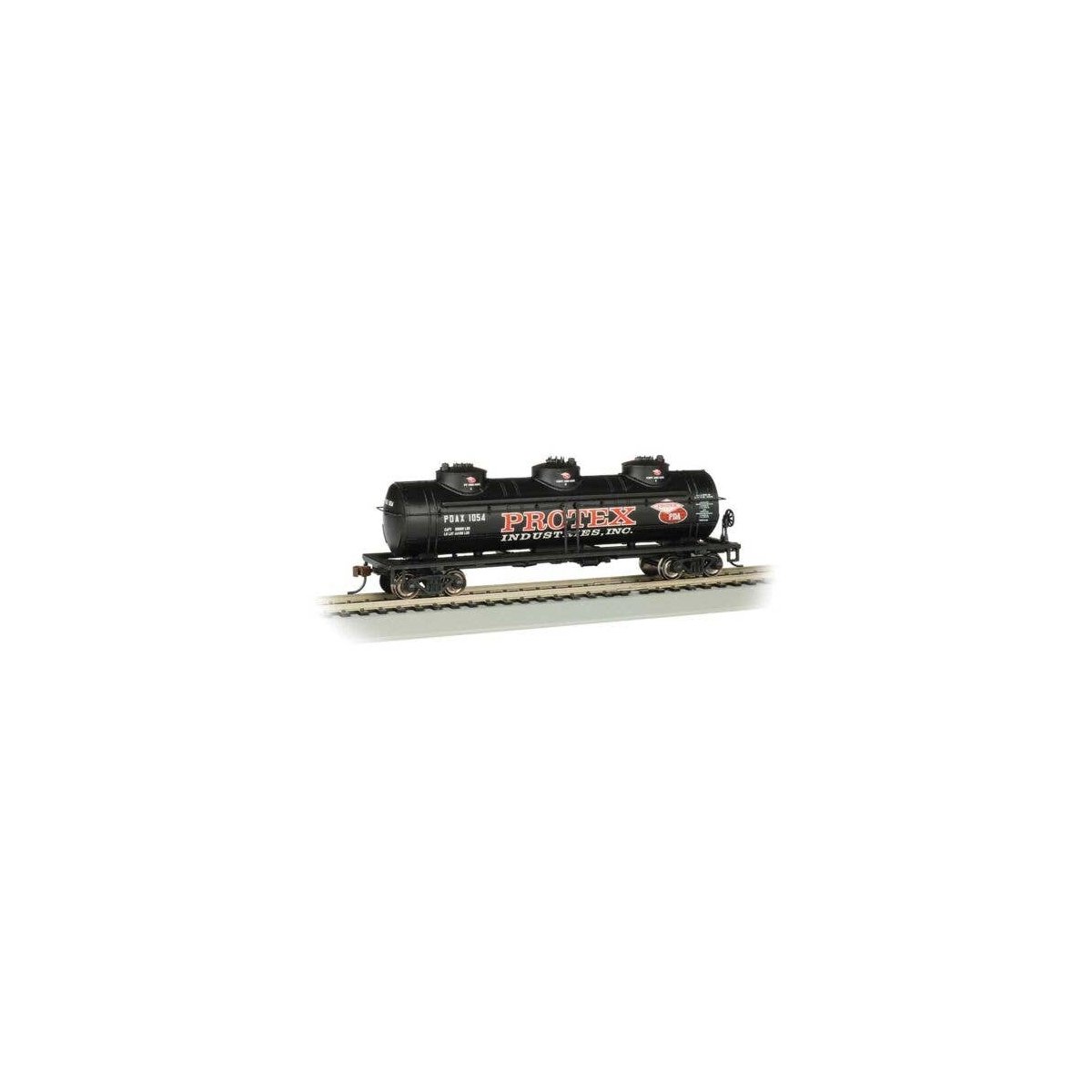 40′ 3-Dome Tank Car - Ready to Run - Silver Series(R) -- Protex Industries POAX 1054 (black, red, white), HO, Bachmann Industr