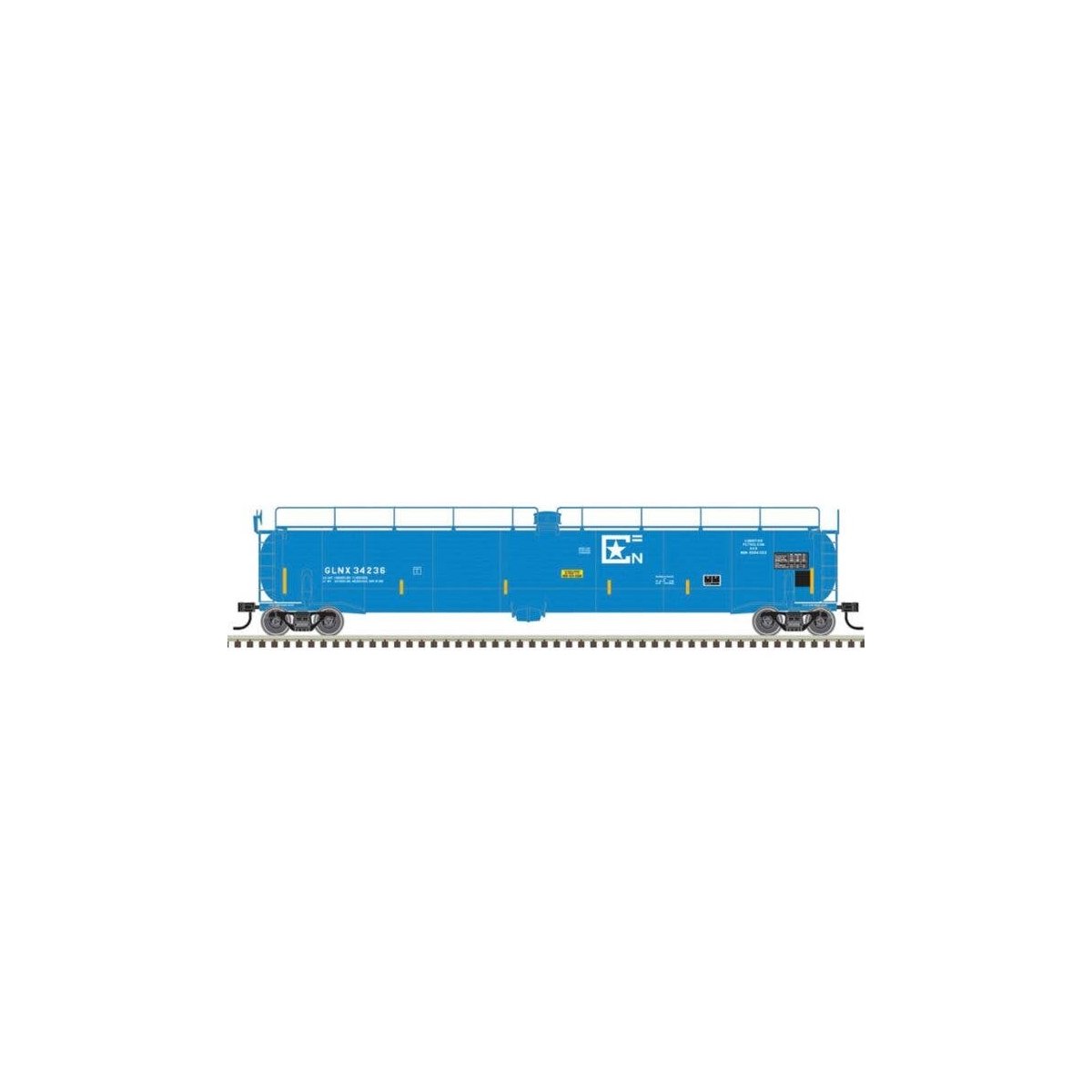 ACF 33,000 Gallon Tank Car - Ready to Run - Master(R) -- GLNX 34236 (blue, white), N, Atlas Model Railroad Co. 50005362