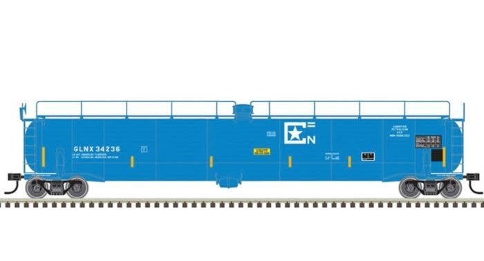 ACF 33,000 Gallon Tank Car - Ready to Run - Master(R) -- GLNX 34236 (blue, white), N, Atlas Model Railroad Co. 50005362