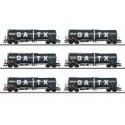 Type Zans 25,096-Gallon Four-Axle Tank Car 6-Pack - 3-Rail - Ready to Run -- GATX Rail Germany (Era VI 2017, black, white), HO, 