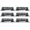 Type Zans 25,096-Gallon Four-Axle Tank Car 6-Pack - 3-Rail - Ready to Run -- GATX Rail Germany (Era VI 2017, black, white), HO, 