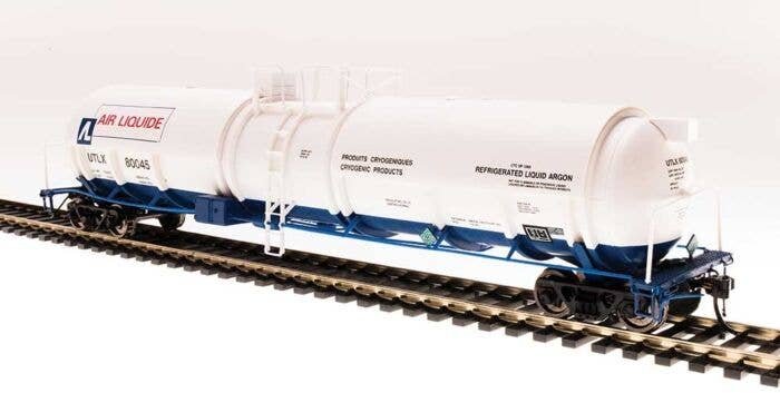 High-Capacity Cryogenic Tank Car 2-Pack - Ready to Run -- Air Liquide (white, blue, red), HO, Broadway Limited Imports 6311