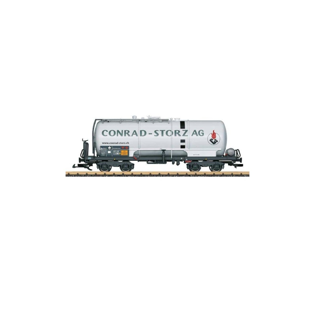 Type Za 4-Axle Tank Car - Ready to Run -- Conrad Storz (Era VI, white, gray, red), G, LGB 47832