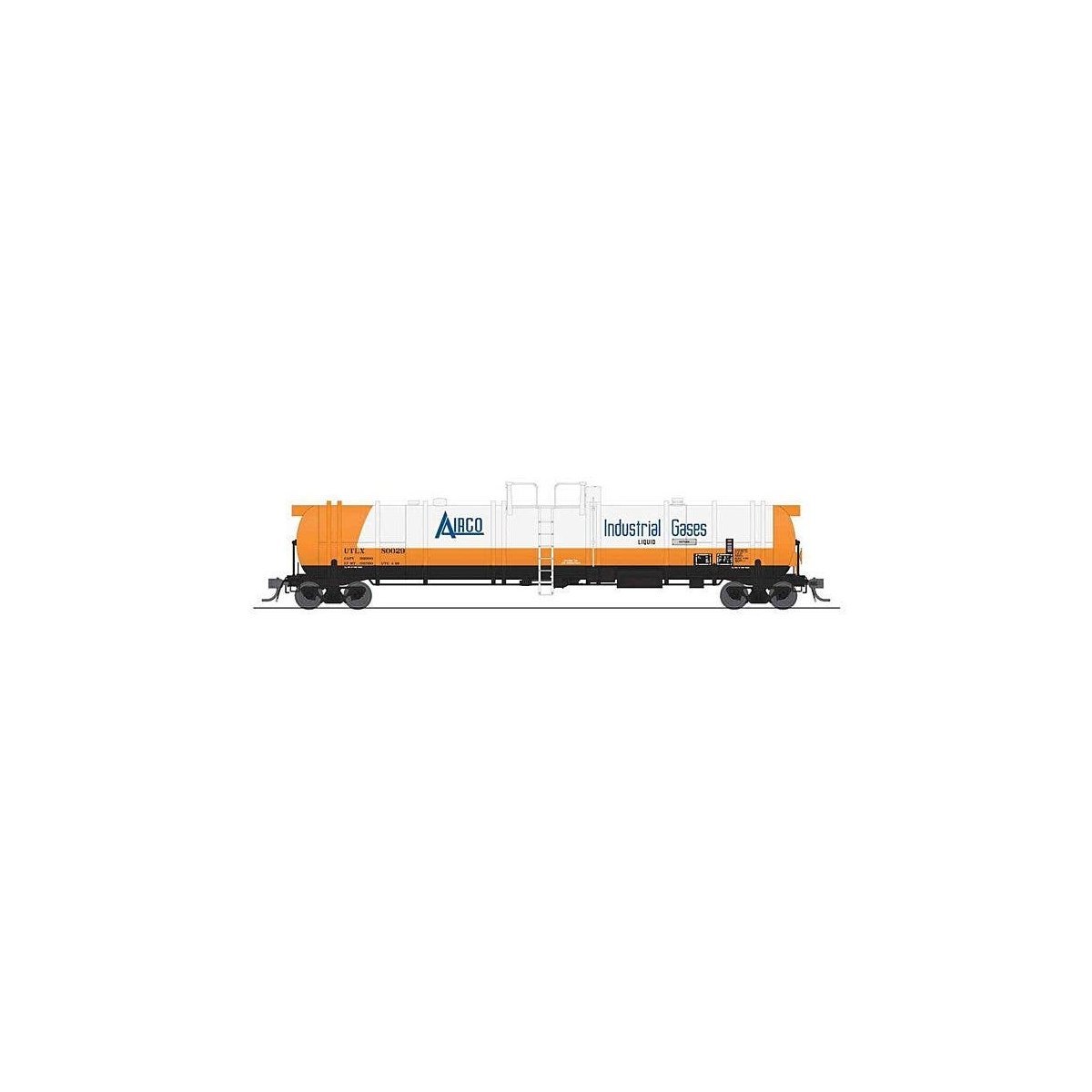 High-Capacity Cryogenic Tank Car - Ready to Run -- AirCo (white, orange, black, blue), HO, Broadway Limited Imports 8039