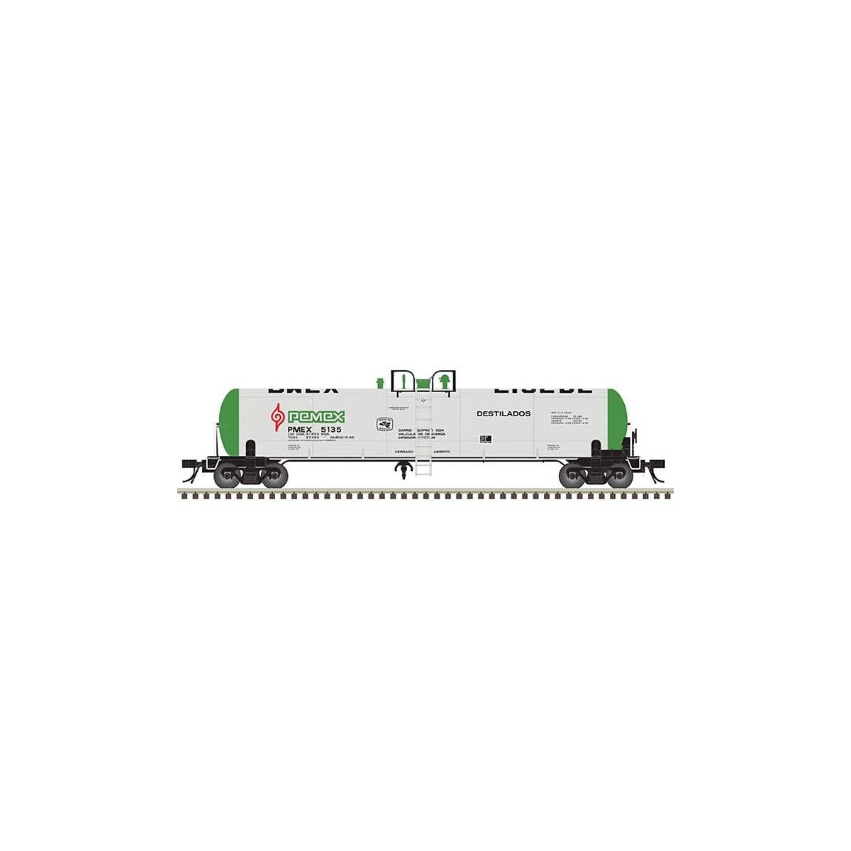 GATX 20,700-Gallon Tank Car - Ready to Run - Master(R) -- Pemex PMEX 5143 (white, green), HO, Atlas Model Railroad Co. 20005401