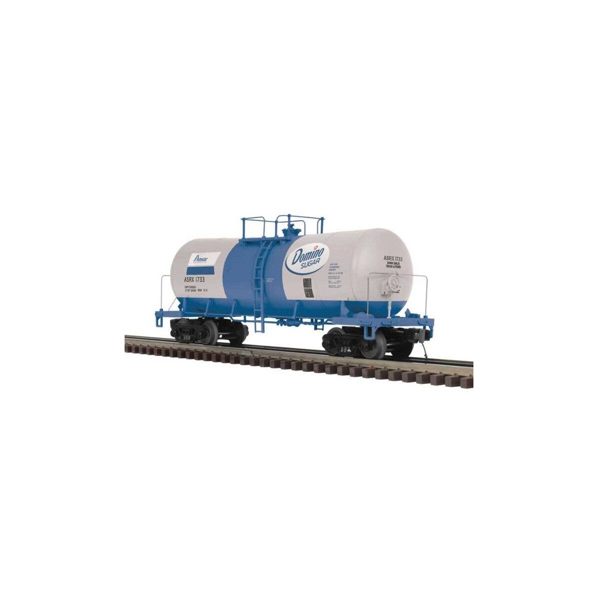 Funnel-Flow Tank Car - 3-Rail - Ready to Run - Premier -- Amstar Domino Sugar ASRX (gray, blue, white), O, Atlas O 3001754
