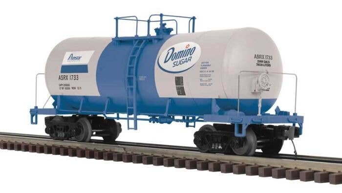 Funnel-Flow Tank Car - 3-Rail - Ready to Run - Premier -- Amstar Domino Sugar ASRX (gray, blue, white), O, Atlas O 3001754