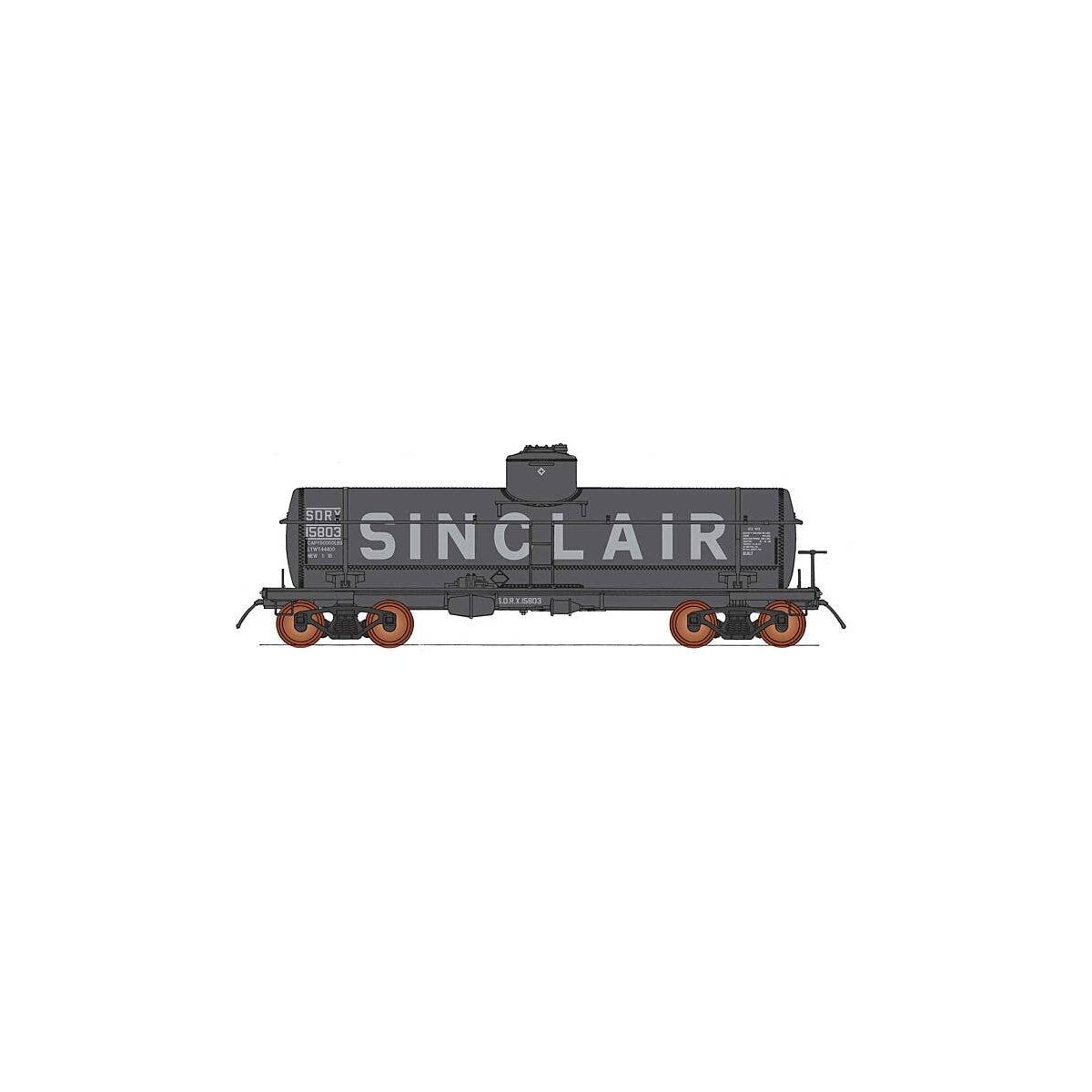 ACF Type 27 Riveted 8,000-Gallon Tank Car - Ready to Run -- Sinclair SDRX (black, silver, Billboard Sinclair), HO, Intermountain