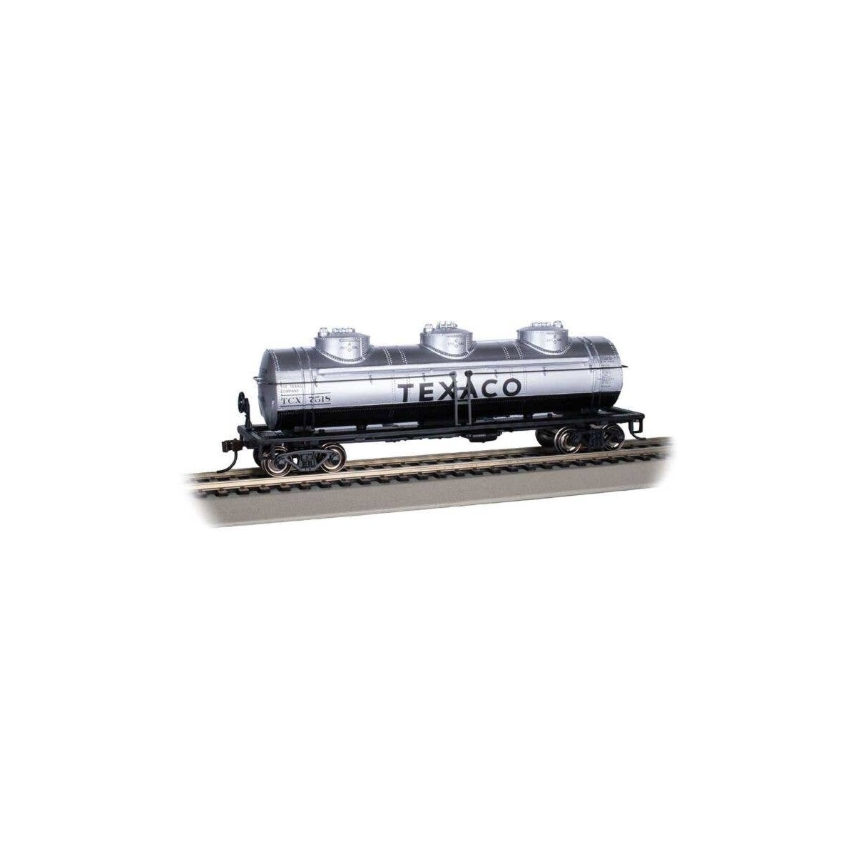 40′ 3-Dome Tank Car - Ready to Run - Silver Series(R) -- Texaco 7518, HO, Bachmann Industries 17112