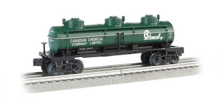3-Dome Tank Car - 3-Rail - Ready to Run - Williams(TM) -- Chemcell GATX 54442 (blue, black, white), O, Bachmann Industries 4711