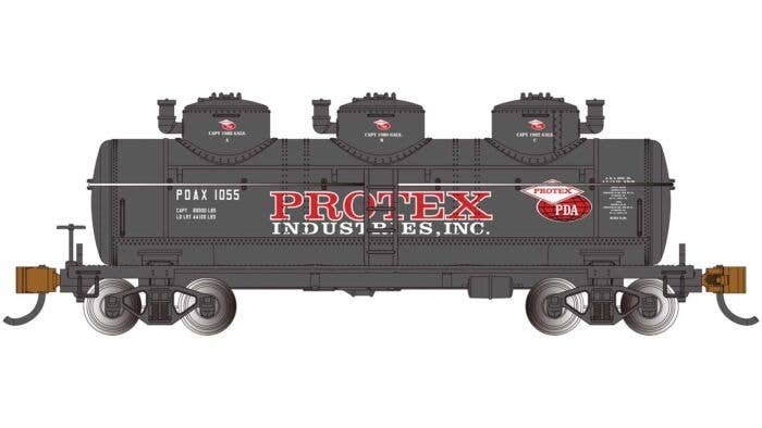 3-Dome Tank Car - Ready to Run - Silver Series(R) -- Protex Industries 1055 (black, red), N, Bachmann Industries 17160