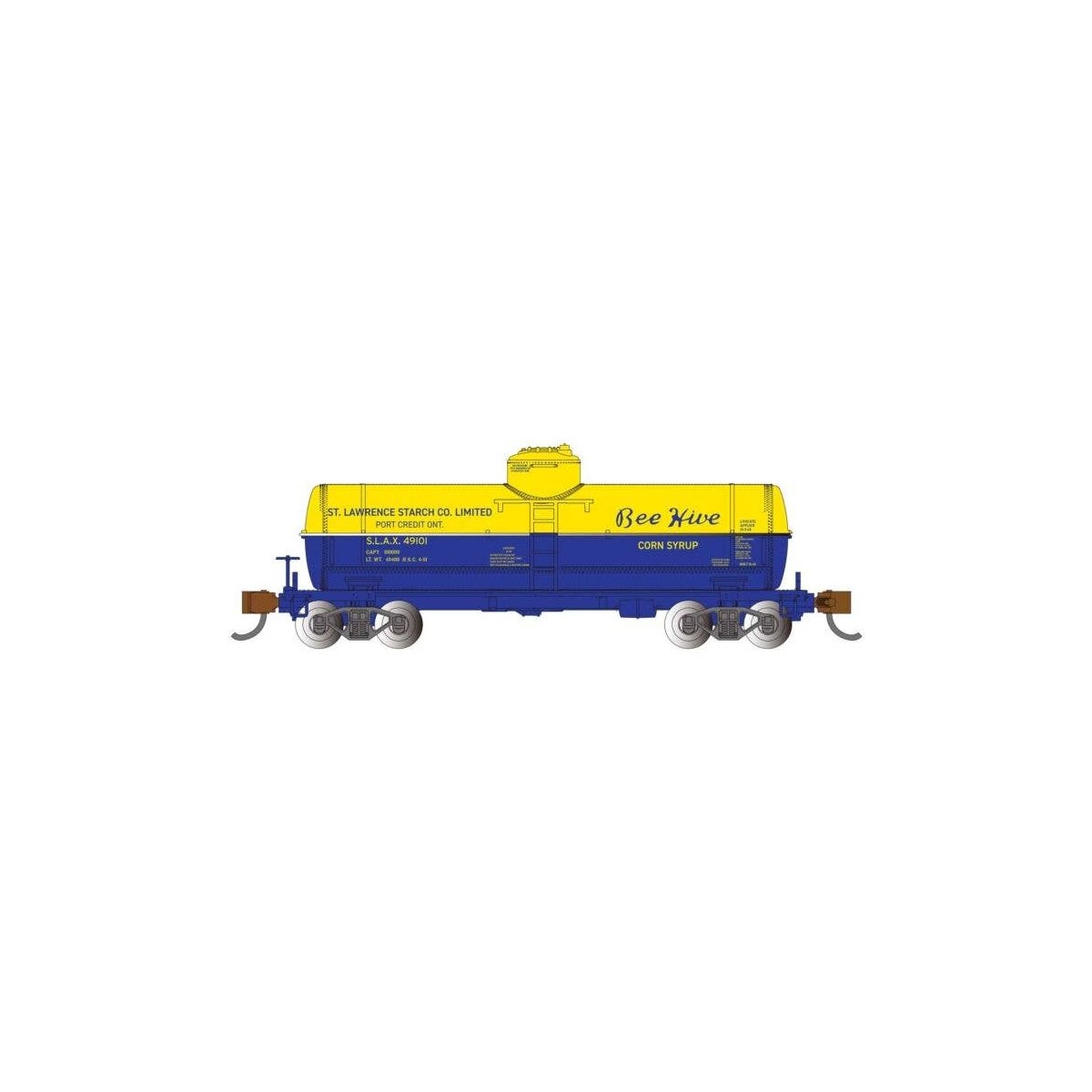 ACF 36` 6` 10,000-Gallon Tank Car - Ready to Run - Silver Series(R) -- Bee Hive Corn Syrup 49101 (yellow, blue), N, Bachmann Ind