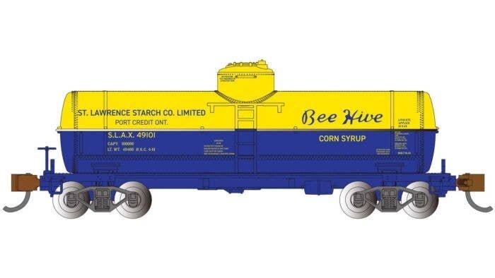 ACF 36` 6` 10,000-Gallon Tank Car - Ready to Run - Silver Series(R) -- Bee Hive Corn Syrup 49101 (yellow, blue), N, Bachmann Ind