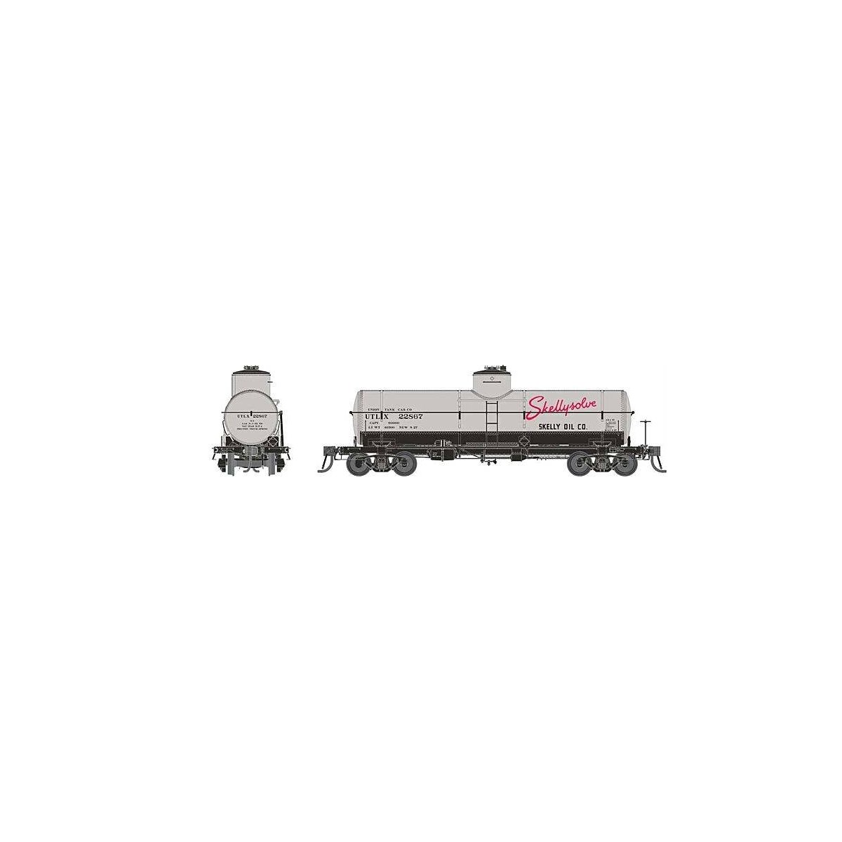 Union Tank Line X-3 8,000-Gallon Tank Car 6-Pack - Ready to Run -- Skellysolve UTLX 1 (silver, black, red), HO, Rapido Trains In