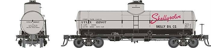 Union Tank Line X-3 8,000-Gallon Tank Car 6-Pack - Ready to Run -- Skellysolve UTLX 1 (silver, black, red), HO, Rapido Trains In
