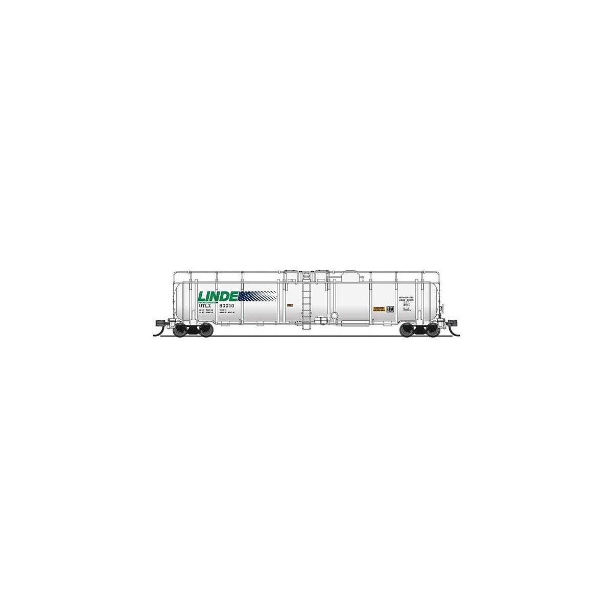 High-Capacity Cryogenic Tank Car 2-Pack - Ready to Run -- Linde (Type A, white, blue, green), N, Broadway Limited Imports 8145