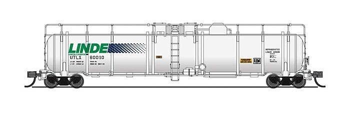 High-Capacity Cryogenic Tank Car 2-Pack - Ready to Run -- Linde (Type A, white, blue, green), N, Broadway Limited Imports 8145