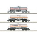 4-Axle Tank Car 3-Pack - Ready to Run - Minitrix -- Transfesa (Era V 2000, 2 Schemes), N, Trix 18267
