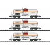 4-Axle Tank Car 3-Pack - Ready to Run - Minitrix -- Millet (Era VI 2024, white, orange, red), N, Trix 18266