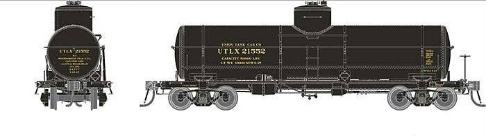 Union Tank Line X-3 8,000-Gallon Tank Car - Ready to Run -- Union Tank Line UTLX Set 2 (1927 Scheme, black, yellow), HO, Rapido 