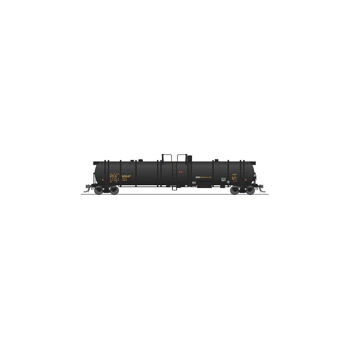 High-Capacity Cryogenic Tank Car 2-Pack - Ready to Run -- Union Tank Car UTLX (black, yellow), HO, Broadway Limited Imports 8038