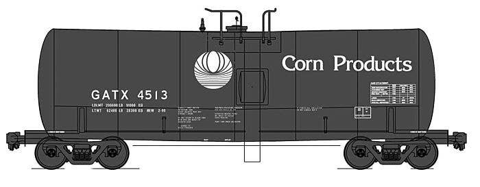 Trinity 19,600-Gallon Tank Car - Ready to Run -- Corn Products Corp. GATX (black, white), HO, Intermountain Railway Company 4782