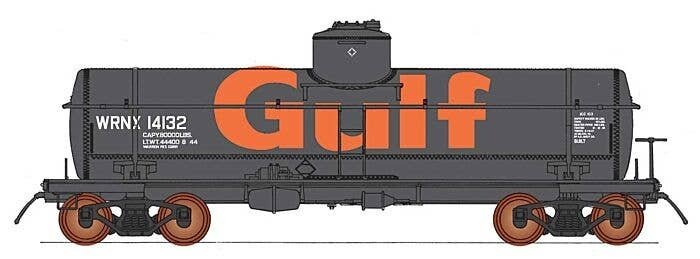 ACF Type 27 Riveted 8,000-Gallon Tank Car - Ready to Run -- Gulf Oil WRNX (black, orange, Billboard Gulf), HO, Intermountain Rai