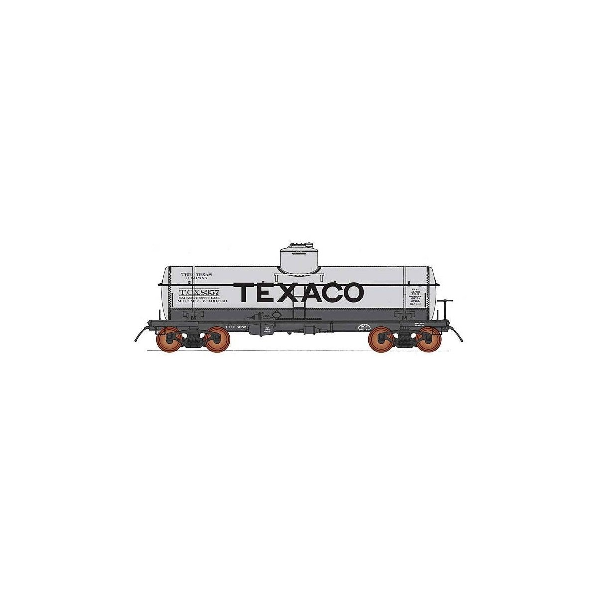 ACF Type 27 Riveted 8,000-Gallon Tank Car - Ready to Run -- Texaco TCX (gray, black, Billboard Texaco), N, Intermountain Railway