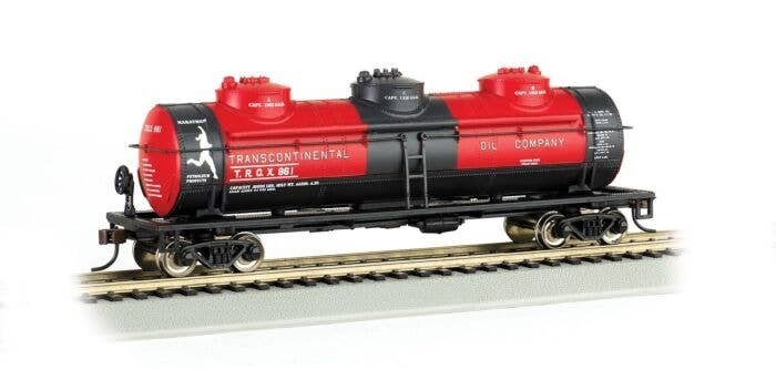 40′ 3-Dome Tank Car - Ready to Run - Silver Series(R) -- Transcontinental Oil Company, HO, Bachmann Industries 17142