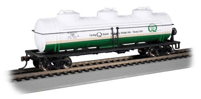 40′ 3-Dome Tank Car - Ready to Run - Silver Series(R) -- Quaker State 721, HO, Bachmann Industries 17110