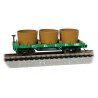 Old-Time Wood Tank Car with 3 Tanks - Ready to Run -- Rock Island (green), N, Bachmann Industries 15556