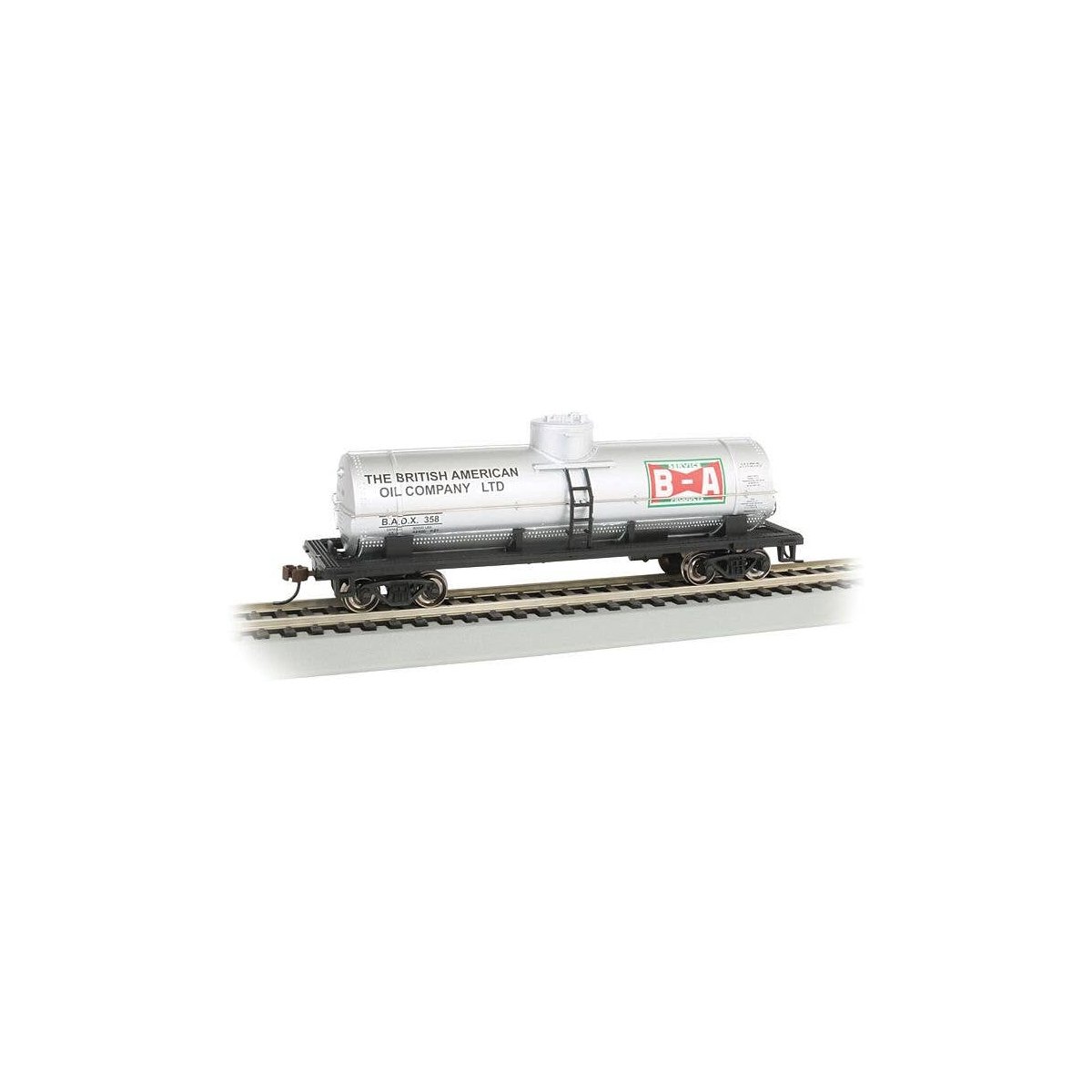 40′ Single-Dome Tank Car - Ready to Run - Silver Series(R) -- British-American Oil (silver), HO, Bachmann Industries 17812