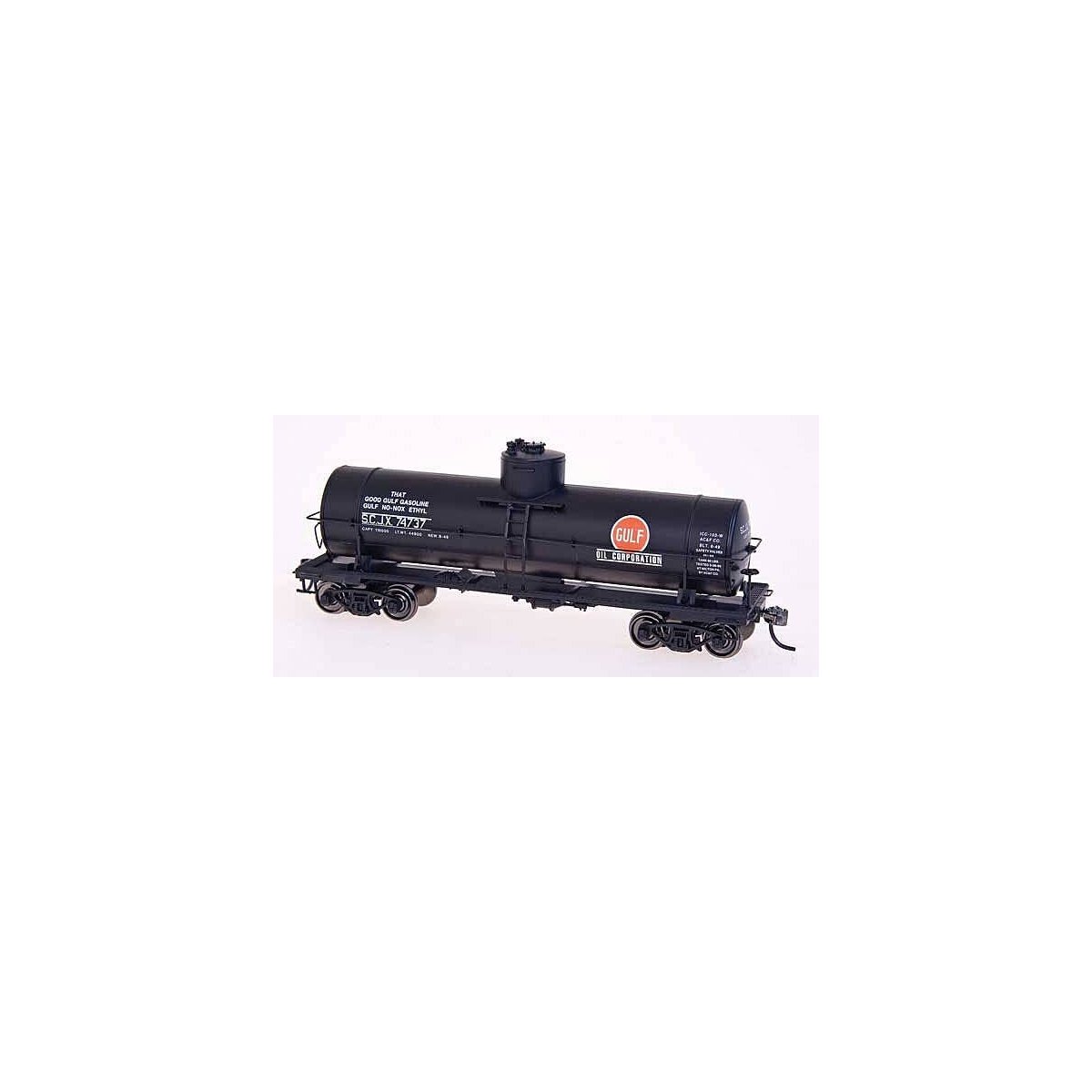 Type 103W 10,000-Gallon Welded Tank Car - Ready to Run -- Gulf SCJX (black, orange), HO, Intermountain Railway Company 33049