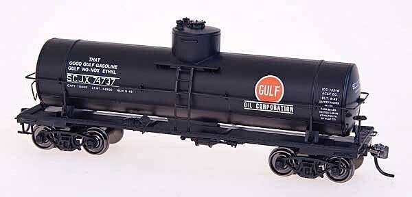 Type 103W 10,000-Gallon Welded Tank Car - Ready to Run -- Gulf SCJX (black, orange), HO, Intermountain Railway Company 33049