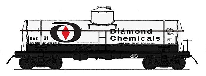 ACF Type 27 Riveted 8000-Gallon Tank Car - Ready to Run - Famous Image Collect -- Diamond Chemicals (white, black, red), N, Inte
