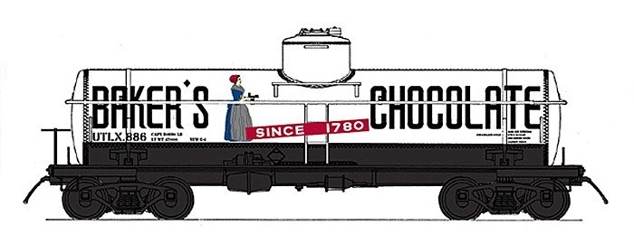 ACF Type 27 Riveted 8000-Gallon Tank Car - Ready to Run - Famous Image Collect -- Baker′s Chocolate (white, black, red), N, In