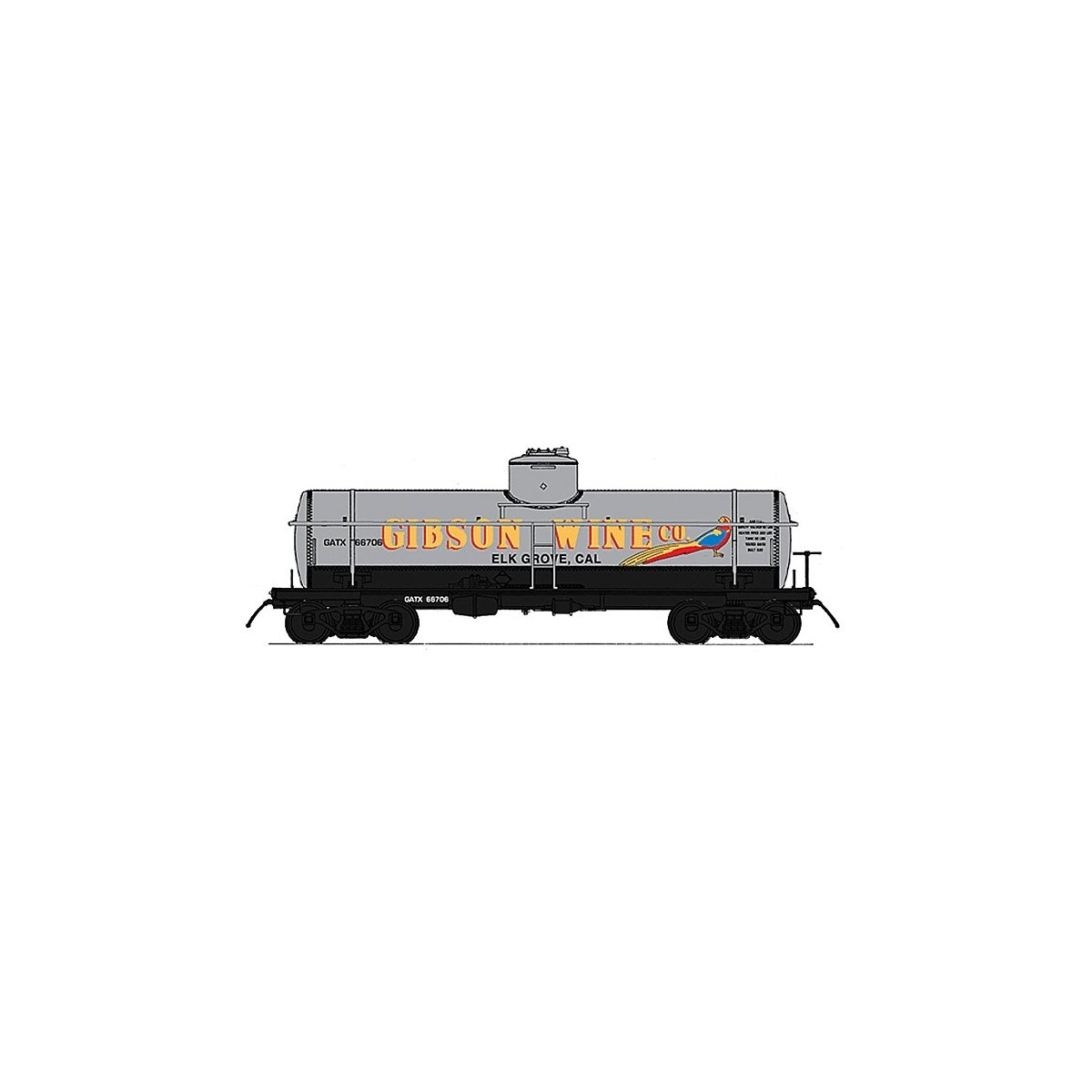 ACF Type 27 Riveted 8000-Gallon Tank Car - Ready to Run - Famous Image Collect -- Gibson Wine (gray, black, yellow, red), N, Int