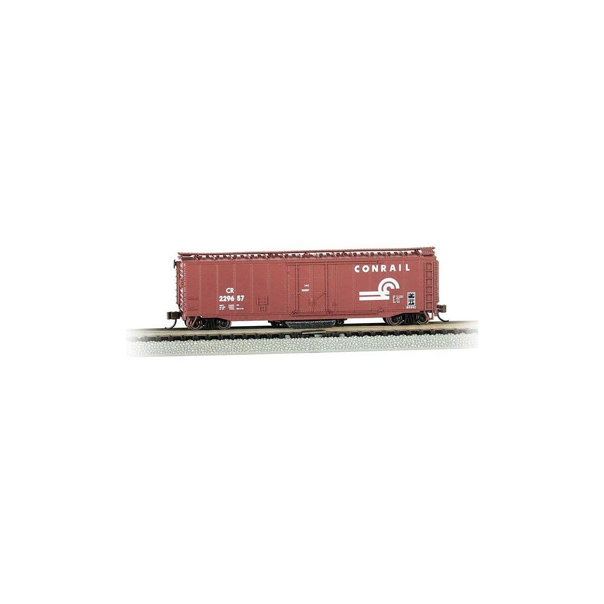 Track Cleaning 50′ Plug-Door Boxcar - Ready to Run -- Conrail 229657 (Boxcar Red), N, Bachmann Industries 16369