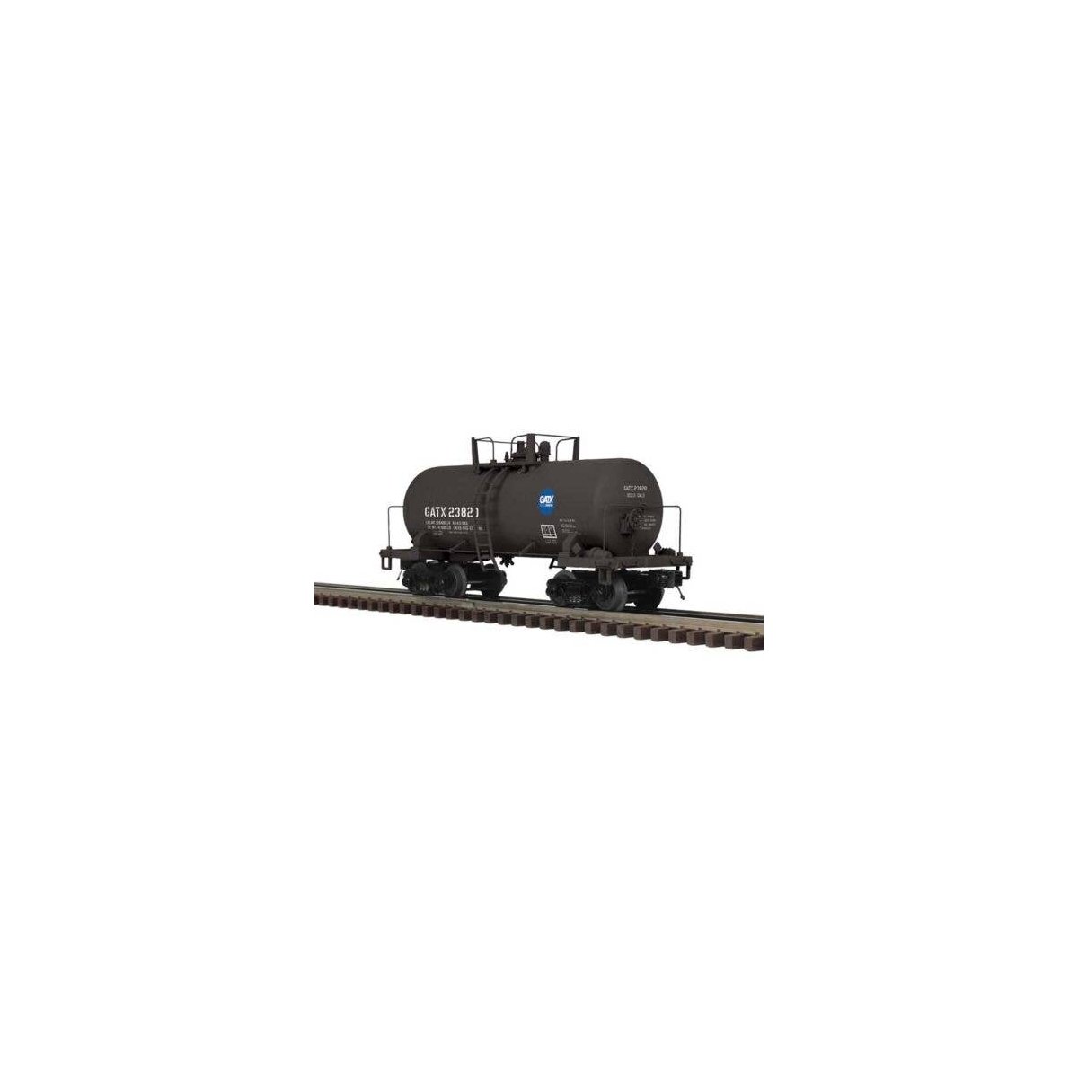 8,000-Gallon Tank Car - 3-Rail - Ready to Run - Premier -- General American GATX (black, blue, white, Service Driven Logo), O, A