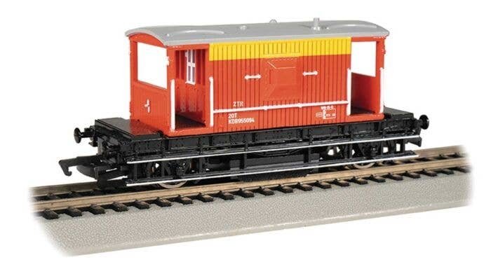 British Brake Van Track Cleaning Car - Ready to Run -- Signal and Telegraph KDB955094 (red, yellow), HO, Bachmann Industries 749
