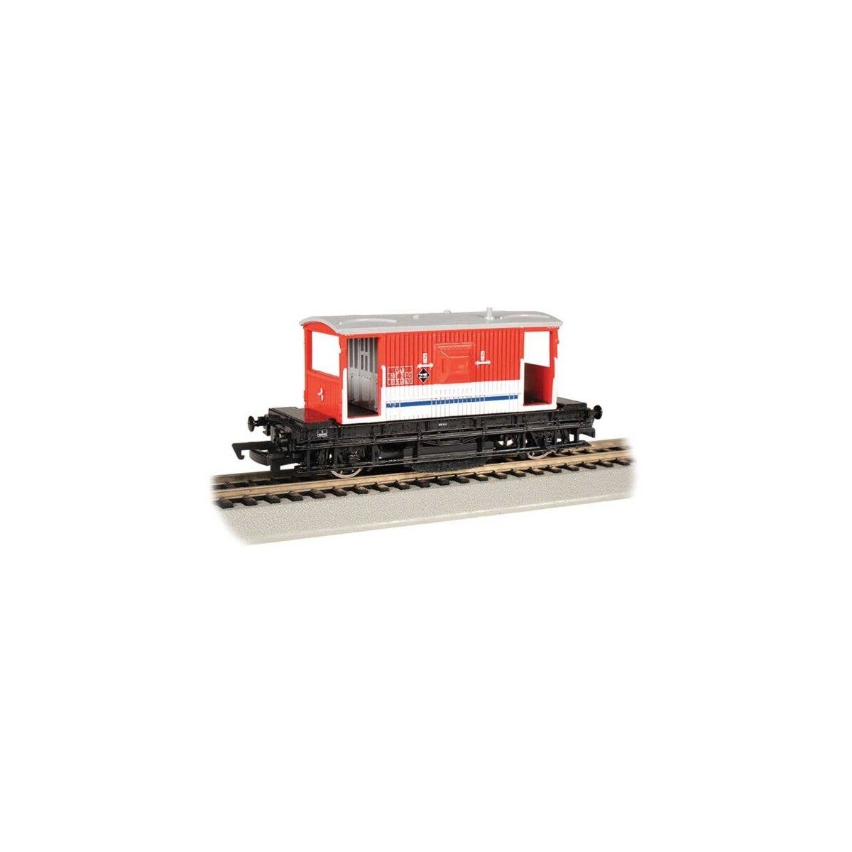 British Brake Van Track Cleaning Car - Ready to Run -- London Transport B9550423 (red, white), HO, Bachmann Industries 74903